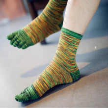 Casual Socks Designer Men Retro Color Five Finger Toe Socks Soft Cotton Blend Free Size J4U66