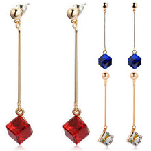 Long Earrings For Woman Jewelry Imitation Rhodium/18K Gold Plated Colorful Cube Crystal Earring J4U66