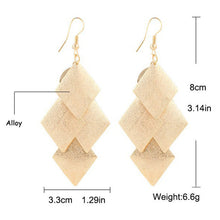 Elegant Gold Color long Tassel drop earrings Geometry Square Earrings jewelry For women J4U66