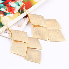 Elegant Gold Color long Tassel drop earrings Geometry Square Earrings jewelry For women J4U66