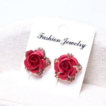 Stud Earring Classic 18K Gold Plated Rose Flower Earring For Women Girls Brincos Jewelry J4U66