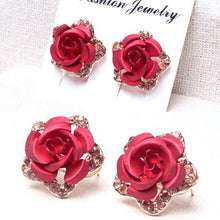 Stud Earring Classic 18K Gold Plated Rose Flower Earring For Women Girls Brincos Jewelry J4U66