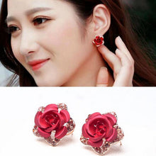 Stud Earring Classic 18K Gold Plated Rose Flower Earring For Women Girls Brincos Jewelry J4U66