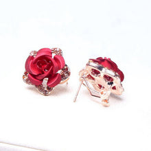 Stud Earring Classic 18K Gold Plated Rose Flower Earring For Women Girls Brincos Jewelry J4U66