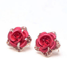 Stud Earring Classic 18K Gold Plated Rose Flower Earring For Women Girls Brincos Jewelry J4U66