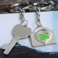 Lover Couples Four-Leaf Clovers Metal Keyring Bag Hanging Keychain Valentine's Day Gifts J4U66