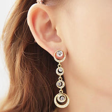 Temperament OL Korean European Multilayer Circles Gem Crystal Bridal Drop Earrings J4U66