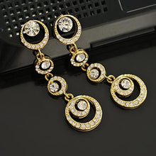 Temperament OL Korean European Multilayer Circles Gem Crystal Bridal Drop Earrings J4U66