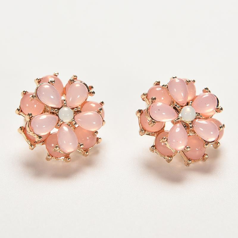 Rhinestone flower shaped rose red crystal earrings for women party shamballa boho earrings J4U66