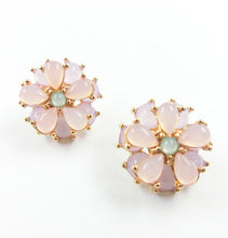 Rhinestone flower shaped rose red crystal earrings for women party shamballa boho earrings J4U66