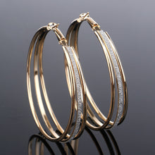 Silver Gold Plated Three Circle Earrings Wedding Jewelry  Hoop Earrings For Women J4U66