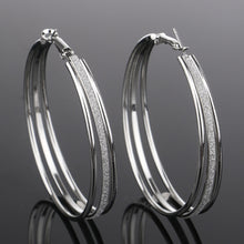 Silver Gold Plated Three Circle Earrings Wedding Jewelry  Hoop Earrings For Women J4U66