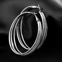 Silver Gold Plated Three Circle Earrings Wedding Jewelry  Hoop Earrings For Women J4U66