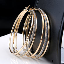 Silver Gold Plated Three Circle Earrings Wedding Jewelry  Hoop Earrings For Women J4U66