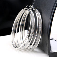 Silver Gold Plated Three Circle Earrings Wedding Jewelry  Hoop Earrings For Women J4U66