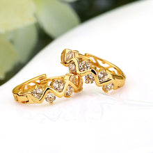 1pair trendy 18k gold plated hoop earrings women gift jewelry crystal rhinestone hollow wave ear stud for girl lady J4U66