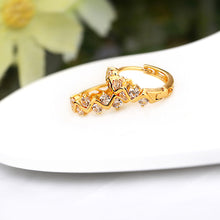 1pair trendy 18k gold plated hoop earrings women gift jewelry crystal rhinestone hollow wave ear stud for girl lady J4U66