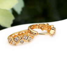 1pair trendy 18k gold plated hoop earrings women gift jewelry crystal rhinestone hollow wave ear stud for girl lady J4U66