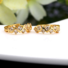 1pair trendy 18k gold plated hoop earrings women gift jewelry crystal rhinestone hollow wave ear stud for girl lady J4U66