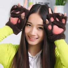 Unique Cute Soft Warm Paw Gloves Fingerless Fluffy Bear Plush Paw WOMEN ACCESSORIES J4U66