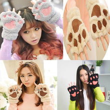 Unique Cute Soft Warm Paw Gloves Fingerless Fluffy Bear Plush Paw WOMEN ACCESSORIES J4U66