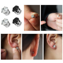 White Black Magnetic Magnet Ear Stud Earrings Easy Use Crystal Stone Stud Earrings For Women Men Clip On No Ear Hole Gift J4U66