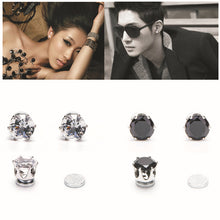 White Black Magnetic Magnet Ear Stud Earrings Easy Use Crystal Stone Stud Earrings For Women Men Clip On No Ear Hole Gift J4U66