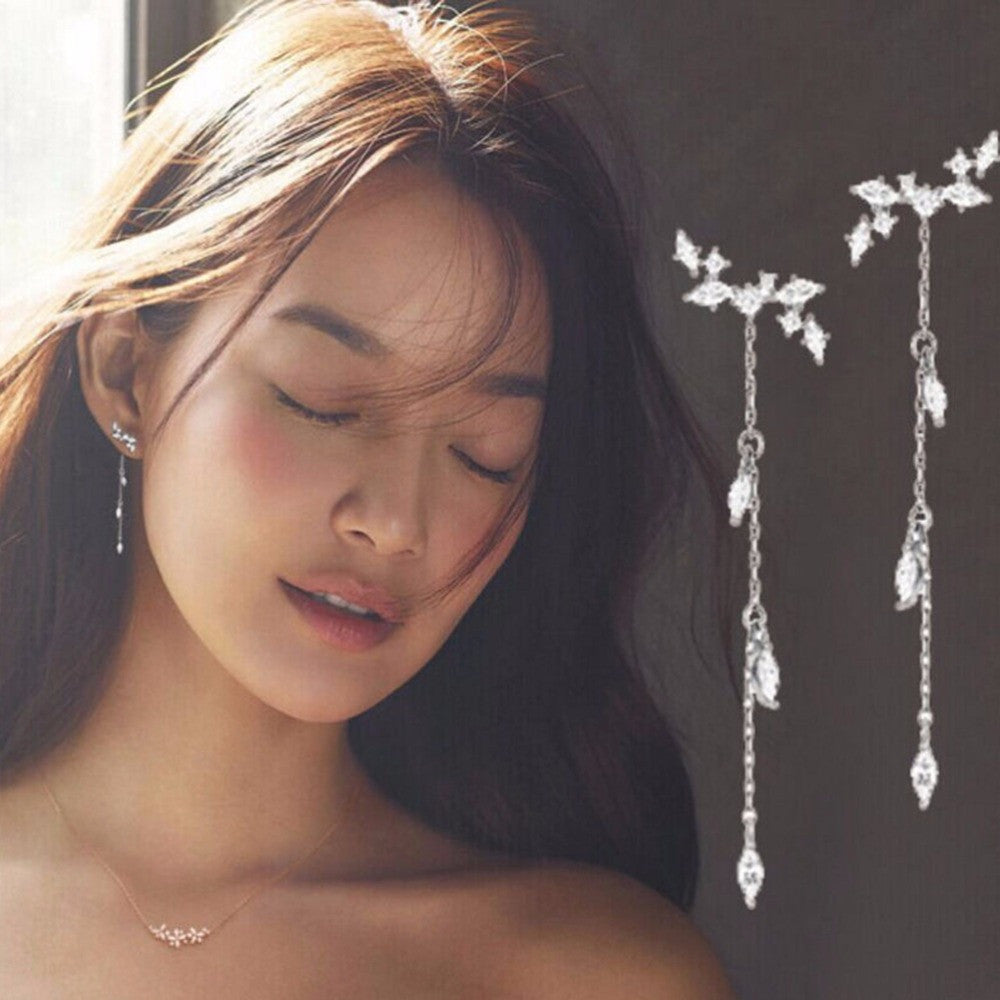 Women Rhinestone Alloy Super Long Tassels Drop Dangle Earrings Cocktail Party Linear Jewelry  J4U66