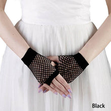 Women's FishNet Gloves Short Coarse Screen Mesh Gloves Sexy Victor Nightclub Sexy Mittens J4U66