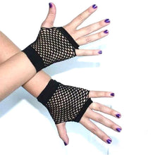 Women's FishNet Gloves Short Coarse Screen Mesh Gloves Sexy Victor Nightclub Sexy Mittens J4U66