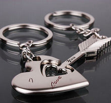 Zinc Alloy Silver Plated Lovers Gift Couple Heart Keychain Keyring Key Fob Creative Key Chain J4U66