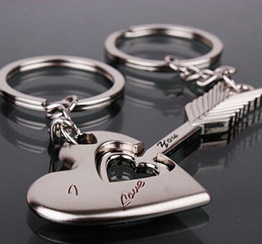 Zinc Alloy Silver Plated Lovers Gift Couple Heart Keychain Keyring Key Fob Creative Key Chain J4U66