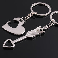 Zinc Alloy Silver Plated Lovers Gift Couple Heart Keychain Keyring Key Fob Creative Key Chain J4U66