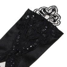 bride gloves beaded lace gloves hook finger gloves short gloves Black J4U66