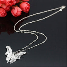 3 Layer 3D Crystal Rhinestone Silver Plated Butterfly Long Necklaces Sweater Pendants Collars Jewelry J4U66