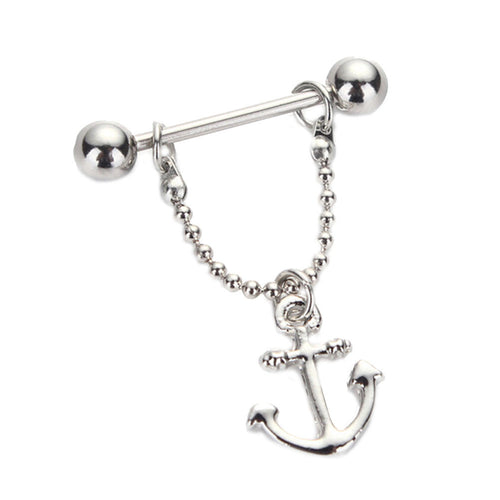 316L Surgical Steel Anchor Dangle Body Piercing Nipple Rings Piercing Shields Bar 14G for Women/Men Best Gift J4U66