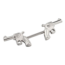 316L Surgical Steel Double Guns Nipple Rings Body Jewelry Nipple Barbells J4U66