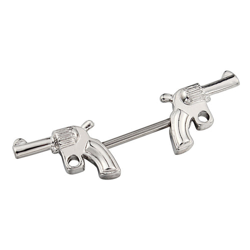 316L Surgical Steel Double Guns Nipple Rings Body Jewelry Nipple Barbells J4U66