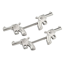 316L Surgical Steel Double Guns Nipple Rings Body Jewelry Nipple Barbells J4U66