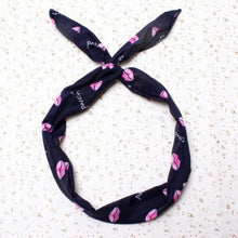 6 Colors Women Bunny Rabbit Ear Ribbon Headwear Korean Lips Hairband Metal Wire Scarf Headband Hair Band Accessories J4U66