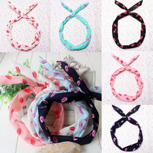6 Colors Women Bunny Rabbit Ear Ribbon Headwear Korean Lips Hairband Metal Wire Scarf Headband Hair Band Accessories J4U66