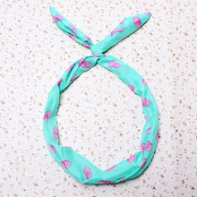 6 Colors Women Bunny Rabbit Ear Ribbon Headwear Korean Lips Hairband Metal Wire Scarf Headband Hair Band Accessories J4U66