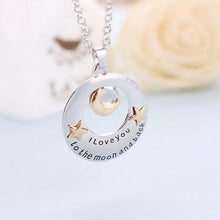 Alloy Moon and Star Pendant Necklace Mother's Day Gifts "I love you to the Moon and back" Letters Chain Necklaces J4U66