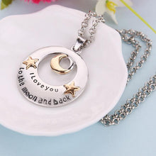 Alloy Moon and Star Pendant Necklace Mother's Day Gifts "I love you to the Moon and back" Letters Chain Necklaces J4U66