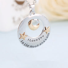 Alloy Moon and Star Pendant Necklace Mother's Day Gifts "I love you to the Moon and back" Letters Chain Necklaces J4U66