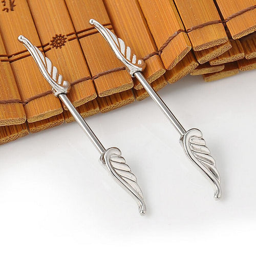 Angel Wings Feather Alloy Nipple Shields Ring Bar Barbell Body Piercing Jewelry  J4U66