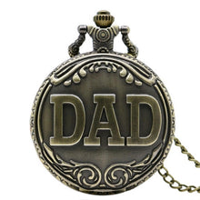 Antique Bronze Dad Pattern Quartz Pocket Watch/Pendant Chain Necklace Fob Watch Father's Day Gift J4U66