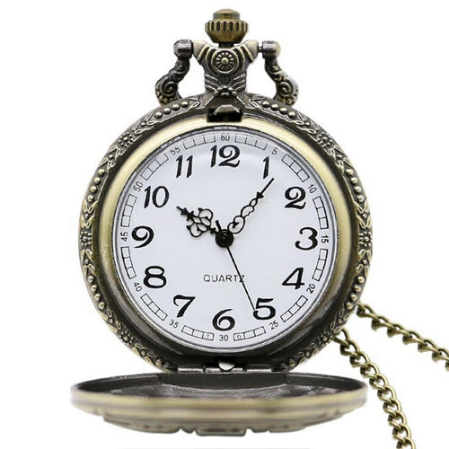 Antique Bronze Dad Pattern Quartz Pocket Watch/Pendant Chain Necklace Fob Watch Father's Day Gift J4U66