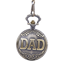 Antique Bronze Dad Pattern Quartz Pocket Watch/Pendant Chain Necklace Fob Watch Father's Day Gift J4U66