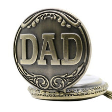 Antique Bronze Dad Pattern Quartz Pocket Watch/Pendant Chain Necklace Fob Watch Father's Day Gift J4U66